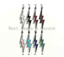 CZ Enamel Thunder Lightning Bolt Charm, Enamel CZ Pave lightning Sign Pendant,