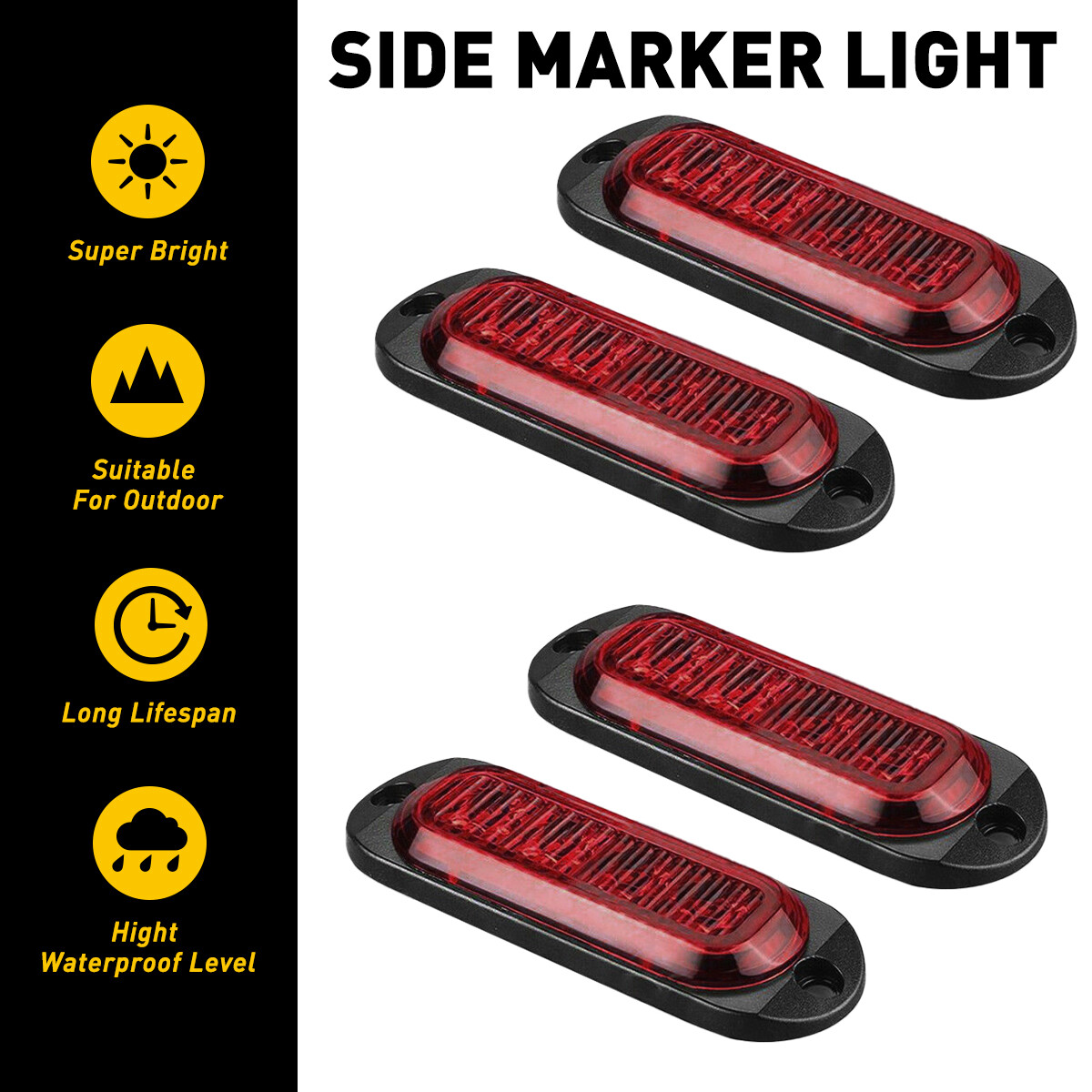 4X Red Side 4-LED Marker Lights Indicators RV Camper Trailer Truck Running Tail