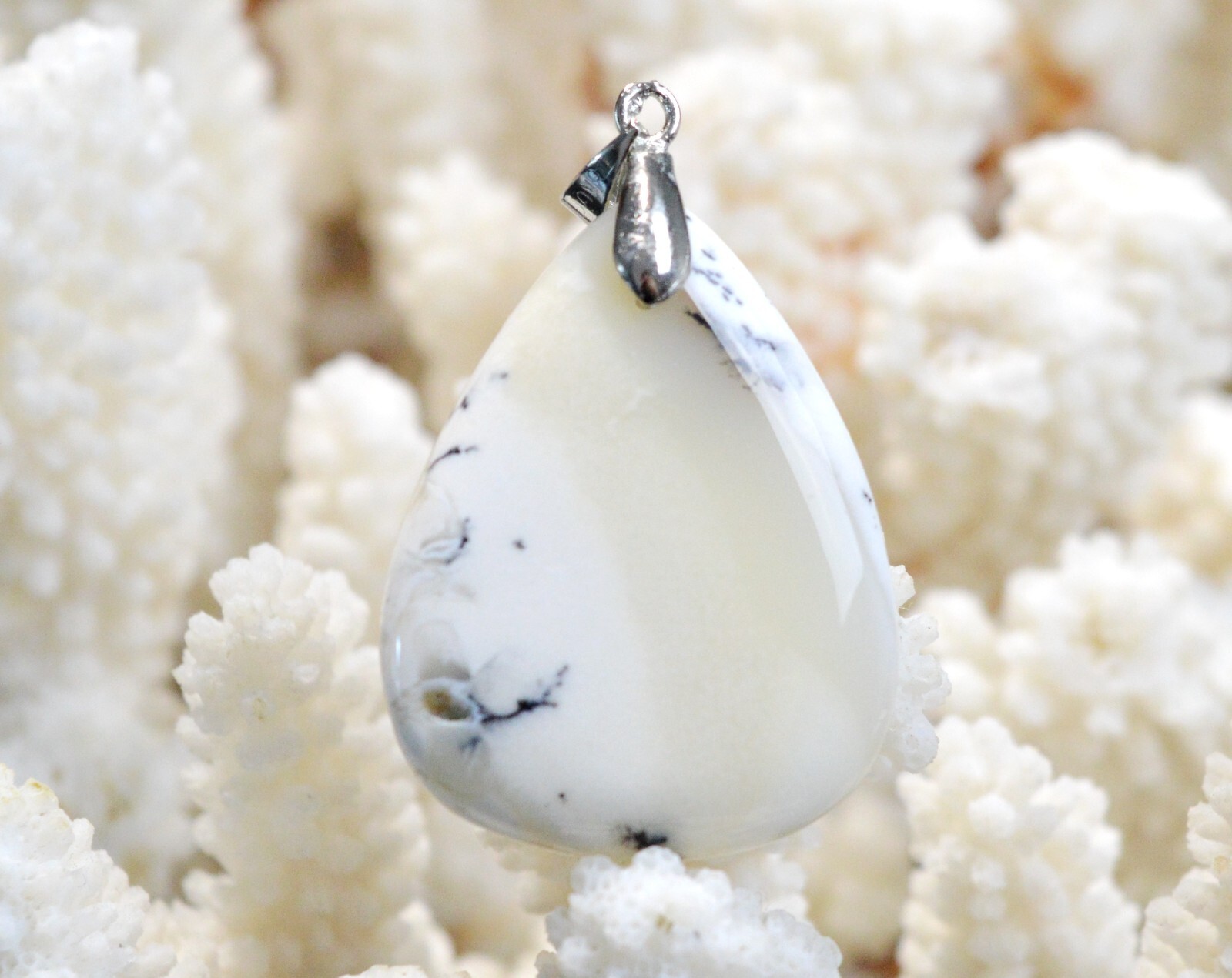 Agate dendrite 54 carats, pendentif cabochon en pierre naturelle de Turquie FH9 pour lithothérapie