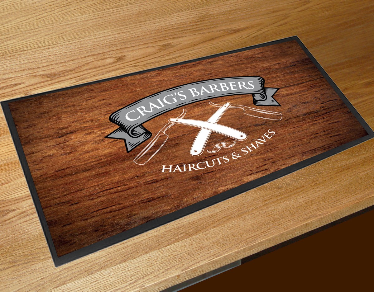 Tappetino Personalizzato Per Barbero, Tappetino Da Bar Con Effetto Legno, Antiscivolo E Lavabile, 44 X 25 Cm