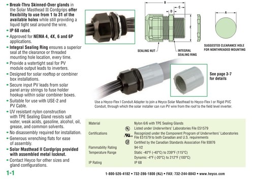 (10) Heyco Solar Masthead II 3/4" impugnature per cavo 3 conduttori a tenuta di liquido M3234GBS - Foto 5 di 13
