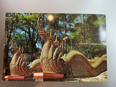 Vintage Postcard The Dragon Staircase of Doi Suthep Chiengmai Northern Thailand