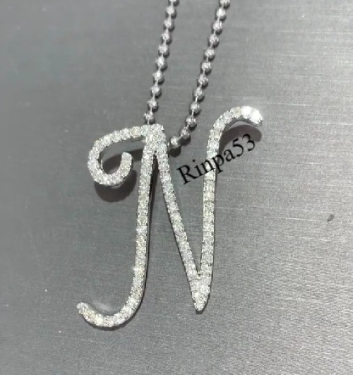 Womens 2.5ct VVS Moissanite Custom Initial Name Pendant white Gold Plated Silver