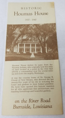 Historic Houmas House Brochure Louisiana 1978 Burnside River Boat Maps History