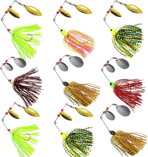 Spinner Baits Fishing Lures Kit, Hard Metal Buzz Bait Jigs Colorado Willow Leaf