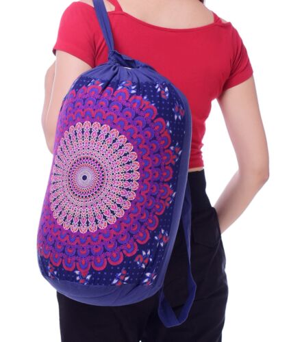 Indian Ethnic Mandala Backpack Hippie Boho Festival Hobo Bag Beach Bag Sack Bag  - Picture 1 of 4