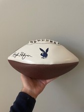 Rare Hugh Hefner Signed Playboy Football (JSA Authenticated) 