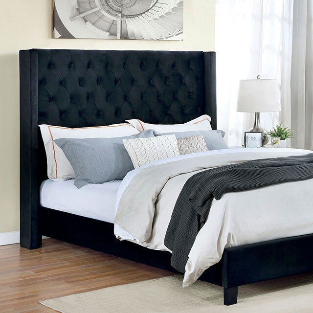 Furniture Of America Queen Ryleigh Bed - Black Upholstered V