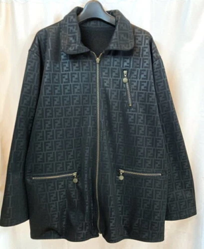 Giacca Zucca uomo Fendi vintage reversibile nera capospalla di design rara