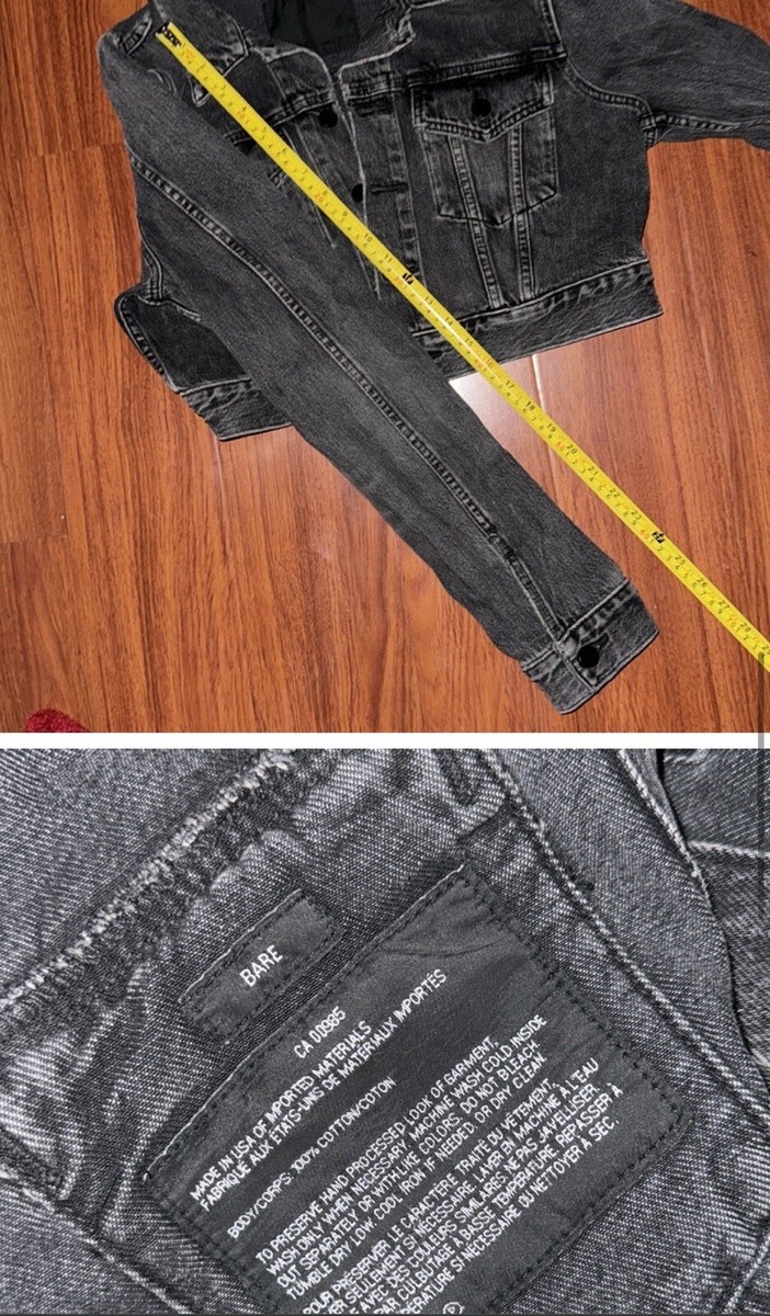 Alexander Wang shrunken trucker jacket in denim dark grey washed