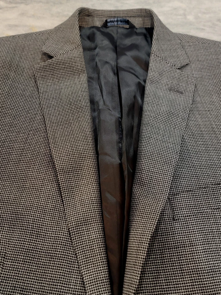 Blazer de pata de gallo gris de 42L para hombre Marc Anthony 100% lana 2 botones Abrigo deportivo Foto 4 de 4