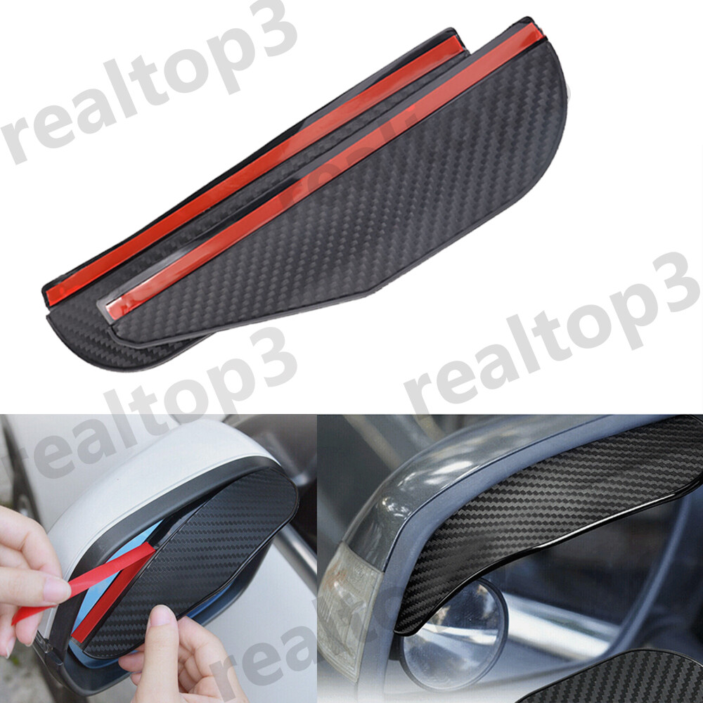 2pcs Carbon Fiber Car Rear View Side Mirror Rain Board Eyebrow Guard Sun Visor