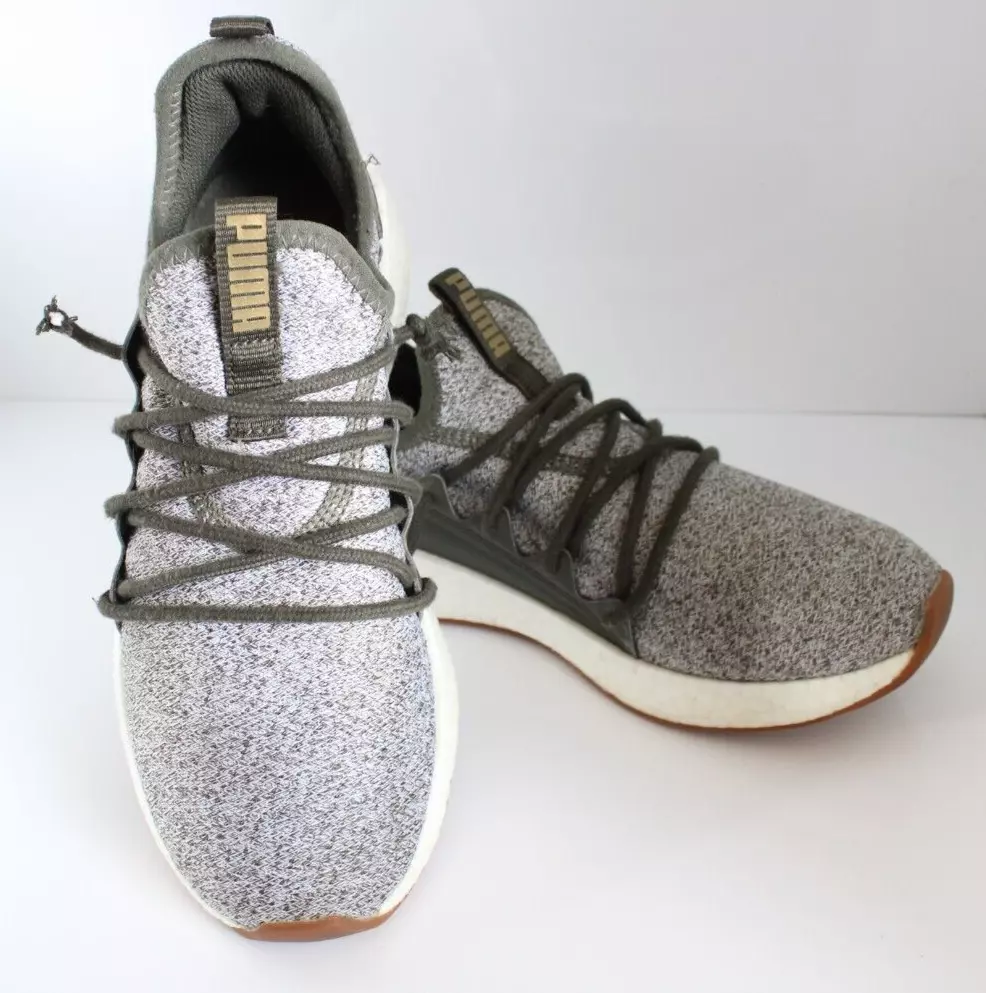 Puma Women s 7.5 Nrgy Neko Knit Sneakers Running Shoes Green Gray
