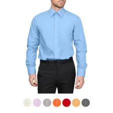 Men's Berlioni Long Sleeve Regular Fit Button Up Solid Dress Shirt