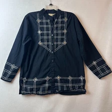 Anthony Originals shirt blouse women Medium black sequins artsy art to wear