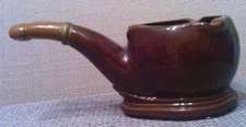 Vintage Brown Pipe Shaped Ceramic Ashtray  Japan
