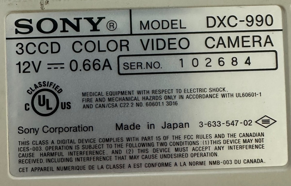 SONY DXC-990 3CCD COLOR VIDEO CAMERA | eBay
