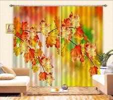 3D Red Maple Leaf ZHUA2884 Photo Curtain Window Blockout Fabric Amy 2023