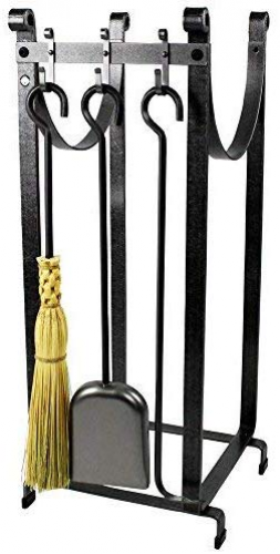 Enclume Sling Log Rack With Fireplace Tools Hammered Steel For