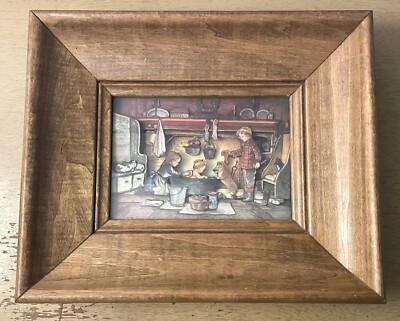 Vtg 1970s Tudor Lithograph 3D Shadow Box Art Wood Frame Paper Hobby