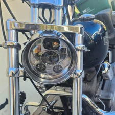 Motorcycle Chrome LED 5.75" Bullet Headlight H/L For Harley Dyna Bobber Chopper