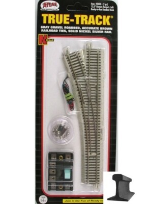 Atlas N Scale ~ Code 65 True-Track Left Hand Switch Turnout 12.5 Radius ~ 2430