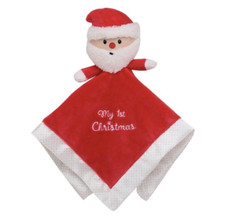 Plush Santa Snuggle Blanket and Toy Rattle with My First Christmas Embroidery