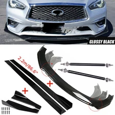 Front Rear Bumper Lip Spoiler+Body Kit Splitter Side Skirt For Infiniti G35 Q50