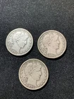 3 PC LOT 1914-S BARBER HALVES 50C VF+/XF