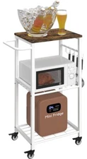 3tier Rolling Kitchen Cart Microwave Stand On Wheel Movable Coffee Bar Cart With