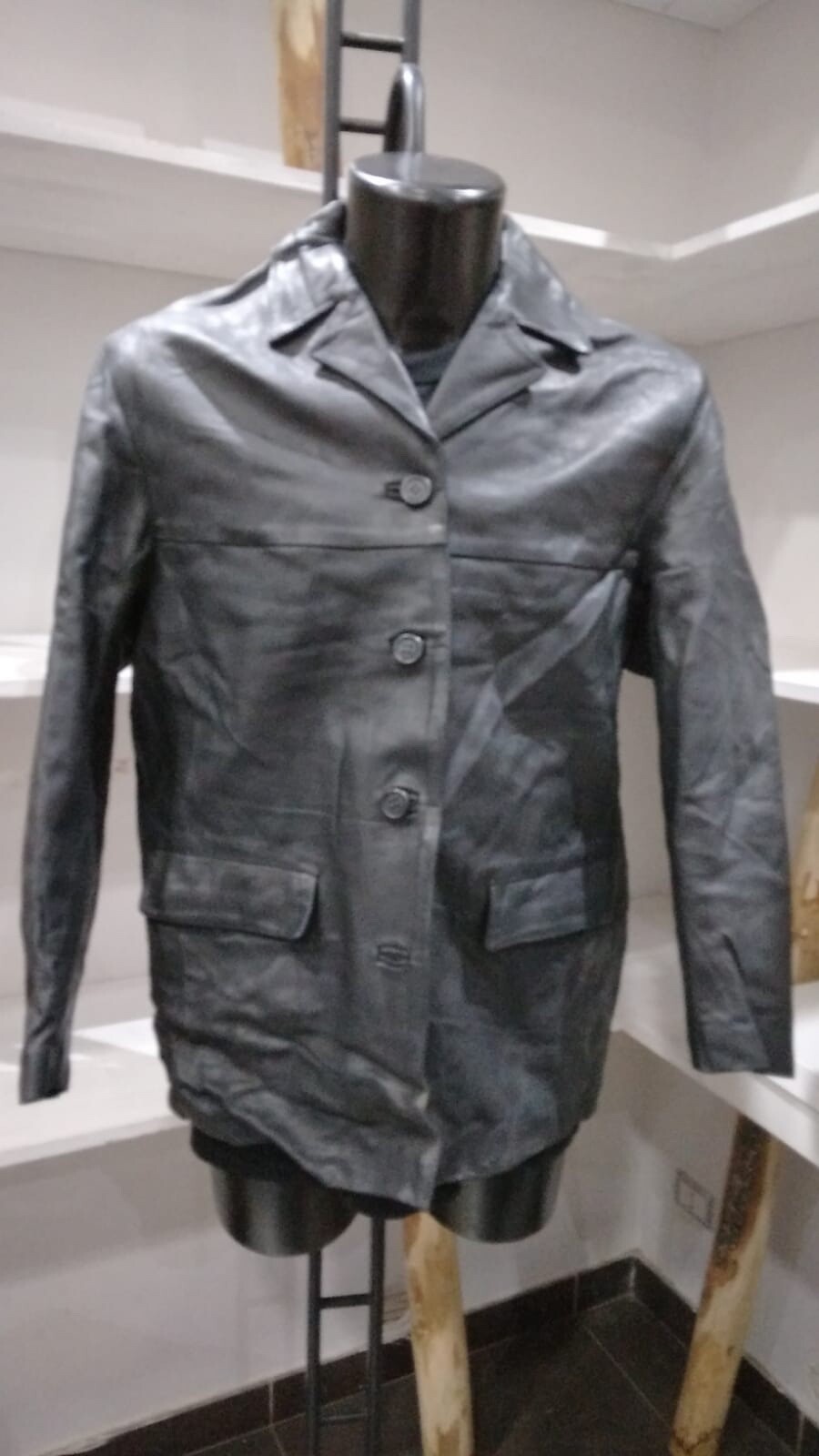 Used Leather Jacket Conbipel Men Black Size 44 PGS175PI