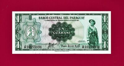 One 1 Guarani 1952 Paraguay Note - Plate A BANCO CENTRAL DEL PARAGUAY P-193a