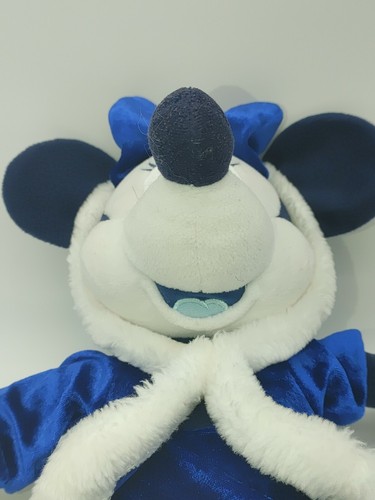 Minnie Mouse Stuffed Animal White Winter Blue Disney Store Plush Toy 15" Holiday - Picture 2 of 10