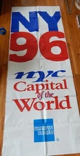 VINTAGE Street Banner "NYC Capital of the World" by AmEx -7x3ft, dbl sided, 1996