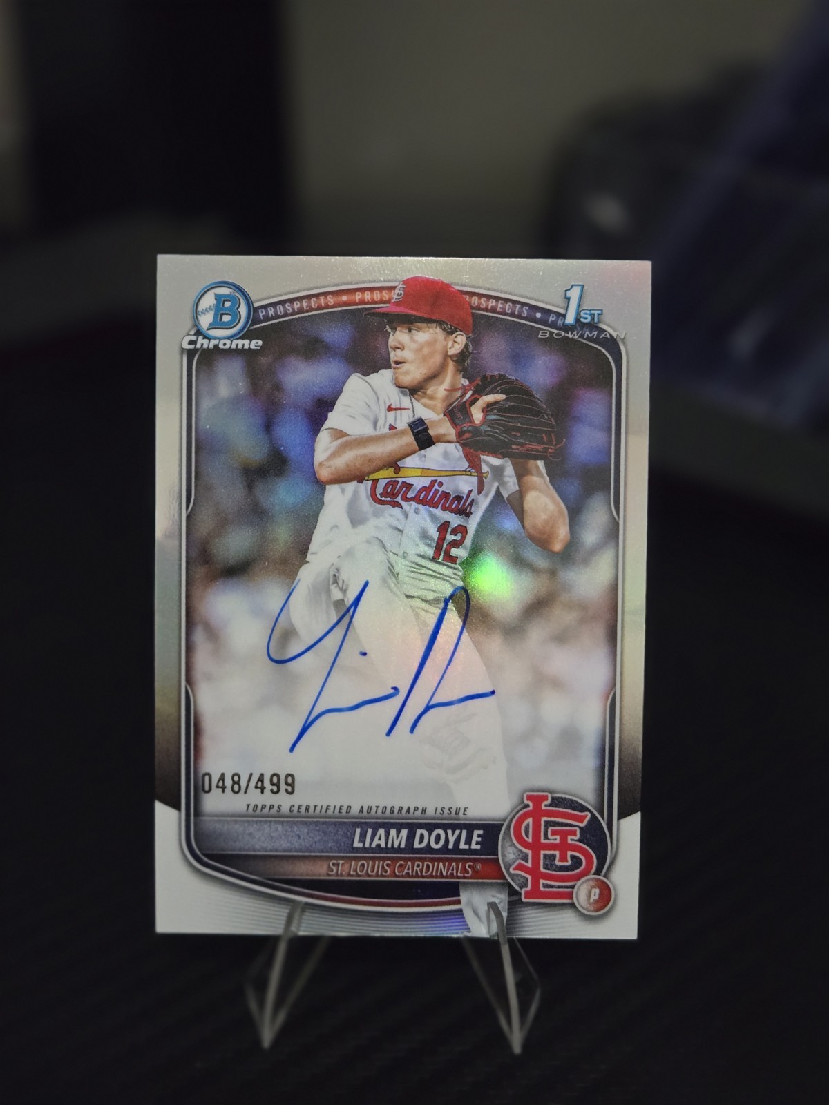 2025 Bowman Draft Liam Doyle Chrome Auto Refractor 1st Prospect #/ 499 Cardinals