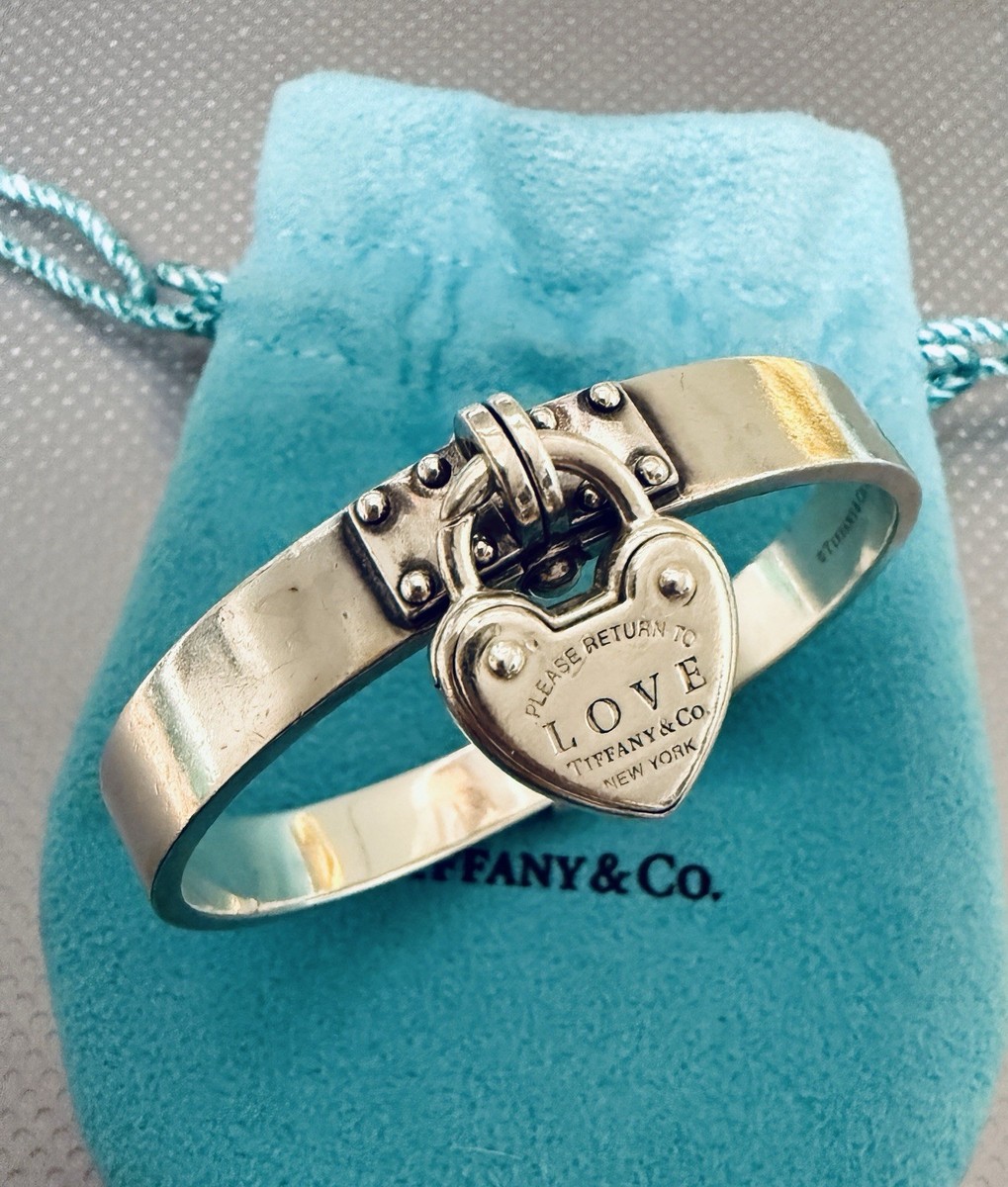 ✨Tiffany& Co.✨ティファニー✨パドロック✨カデナ✨ブレスレット✨ Tiffany & co Return To T&co Silver Heart Lock Padlock Bangle Hinge