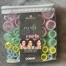 Conair Brush Rollers Tight Bouncy Curls Hair Rollers Assorted 36 PC & Picks 2019
