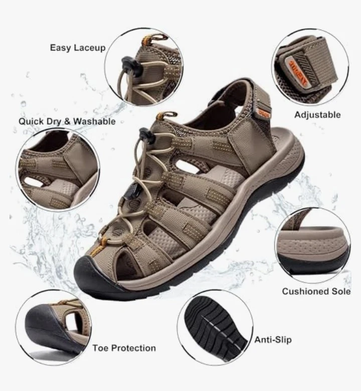 i7Eight Athletic Hiking Sandals Men Size 11.5 US, Beige Tan NIB