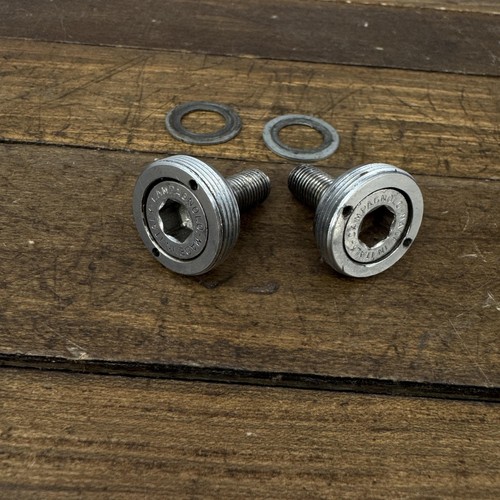 Vintage Campagnolo Record Crank Fixing Bolts Pair Self Extracting Italy Washer