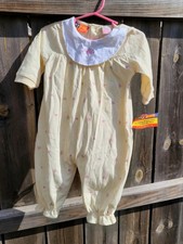 Vintage COTTAGECORE Girls Romper 6-9 Month Yellow Lace Floral WITH TAG spring