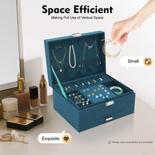 Jewelry Organizer Storage Case Flannel Jewellery Box with 2 Drawers And Lock