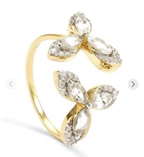 Gemporia Ceylon White Sapphire Floral Wreath Ring | 2.3g 9K Gold | BNWT Size N-O