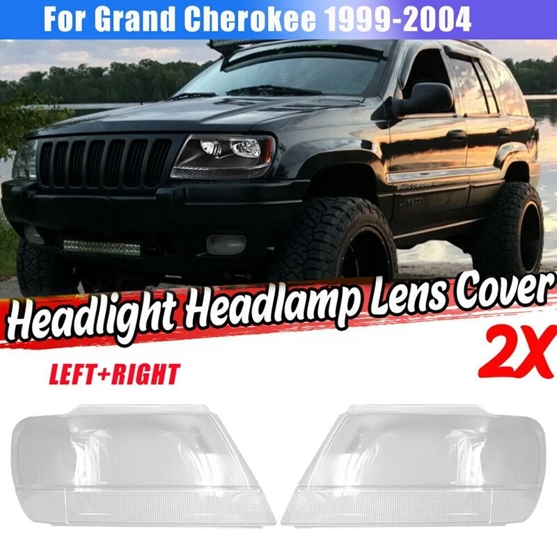 Cubierta de lente de faro delantero izquierdo y derecho para Jeep Grand Cherokee 1999-2004 Foto 2 de 4