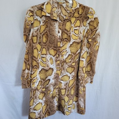 Red Leaf animal print collared button up Dress with long sleeves - Size L