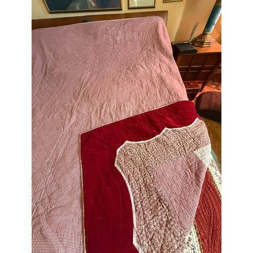 Vintage JC Penny Home Collection King Size Quilt Farmhouse Cottage Velvet Red - Picture 17 of 23