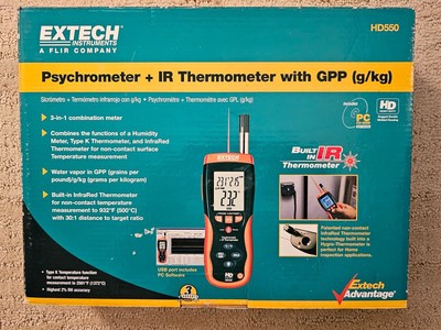 EXTECH HD550 Psychrometer + IR Thermometer with GPP 