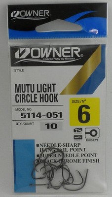 Owner 5114-051 Mutu Light Kreis Haken Offset Hangnail Point Blk Chr Größe 6 10Ct