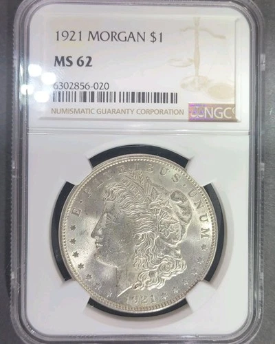 1921 Philadelphia Morgan Silver Dollar $1 NGC MS62 Brilliant Uncirculated Slab