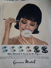 1965 Germaine Monteil Miss is easy on the eyes eyeshadow cosmetic vintage ad 