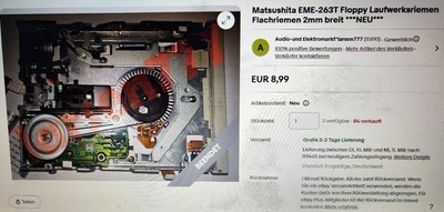 Matsushita EME-263T Floppy Laufwerksriemen Flachriemen 2mm breit ***NEU***